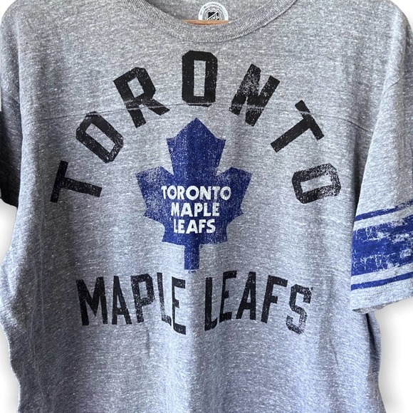 Toronto Maple Leaves NHL Hockey Grey and Blue Short Sleeve T-Shirt Size Large - Picture 2 of 5